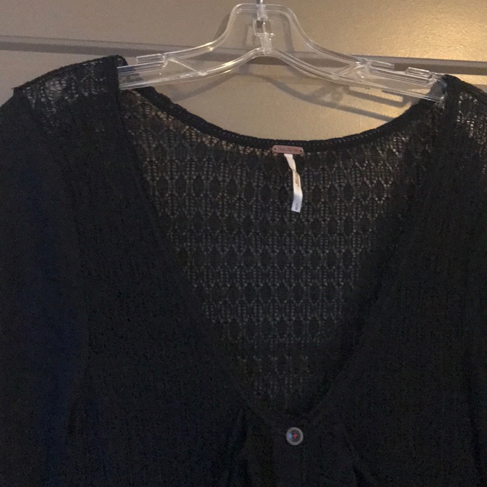 Free People Black Ruffle Shirt - Picture 4 of 5